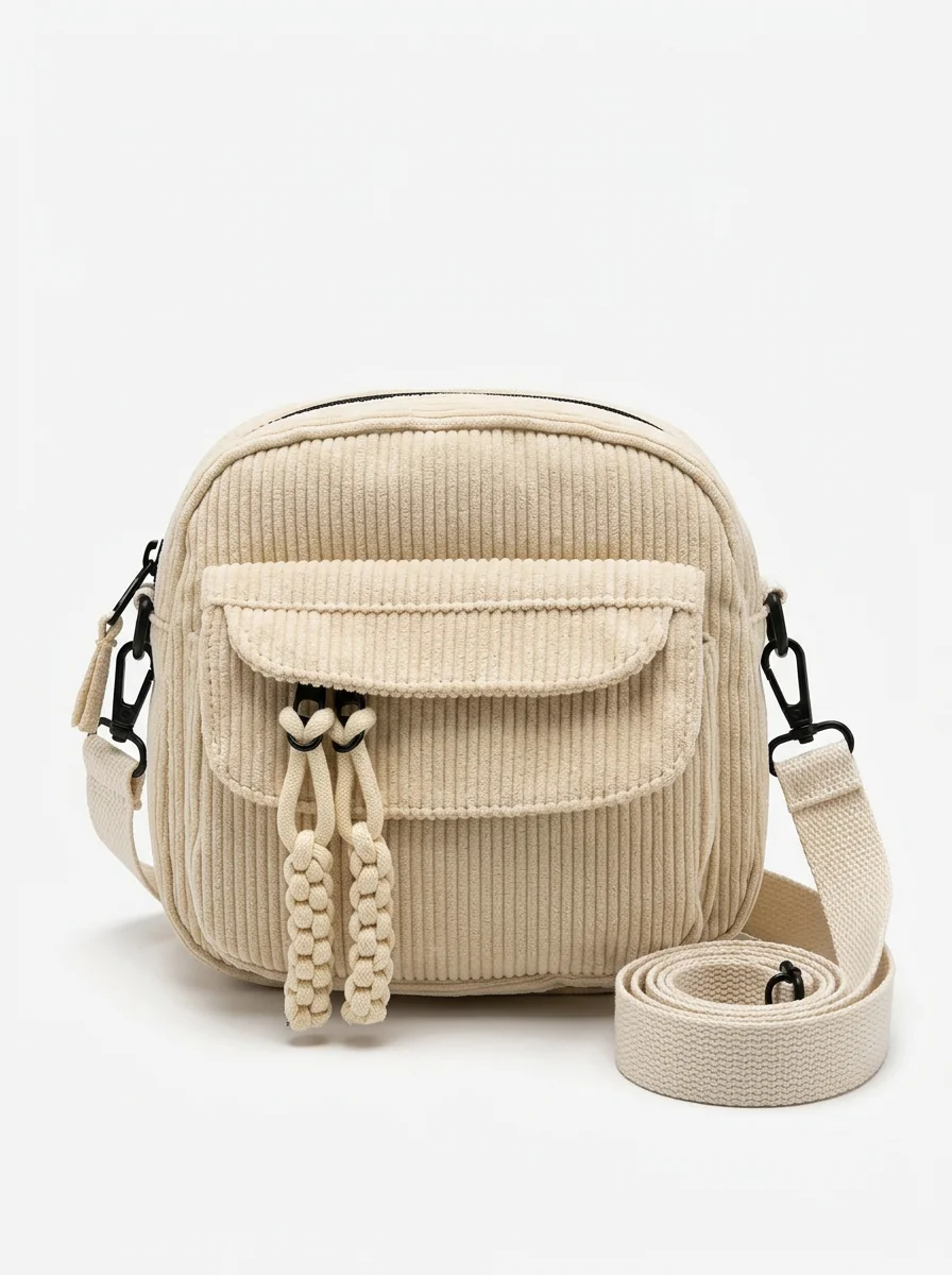 Sac banane velours compact décontracté bandoulière ajustable femme - Vue 1 - Sac banane velours