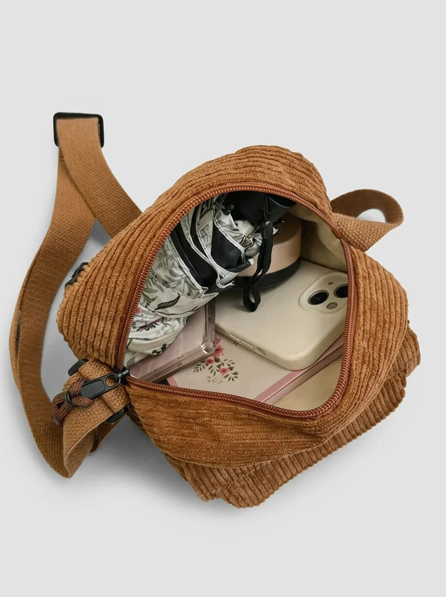 Sac banane velours compact décontracté bandoulière ajustable femme - Vue 10 - Sac banane velours
