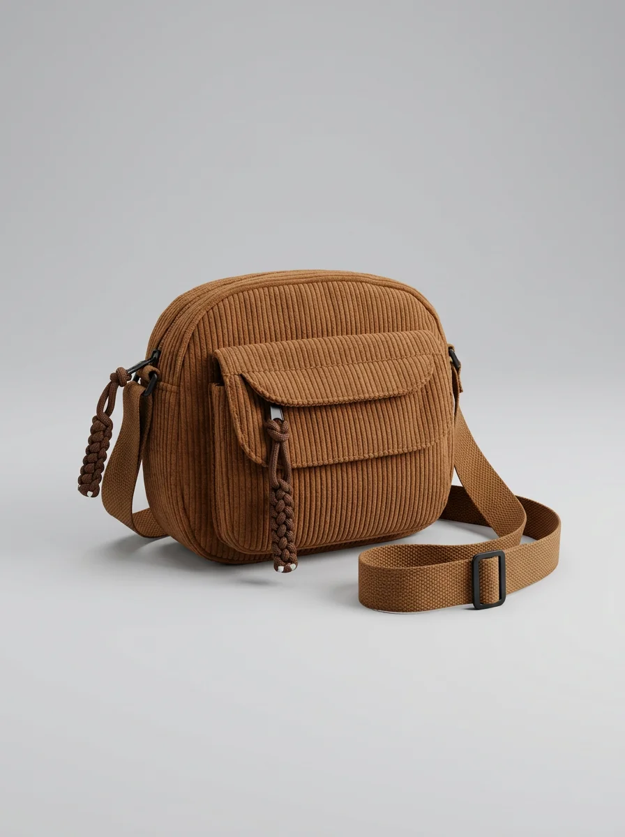 Sac banane velours compact décontracté bandoulière ajustable femme - Vue 14 - Sac banane velours