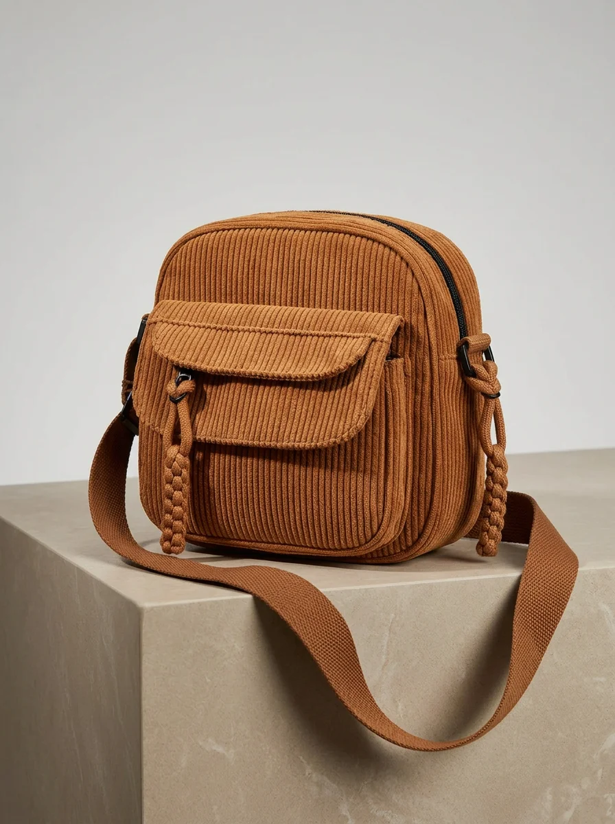 Sac banane velours compact décontracté bandoulière ajustable femme - Vue 2 - Sac banane velours