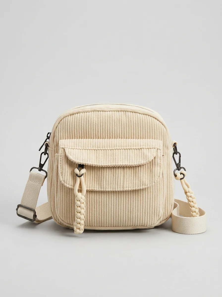 Sac banane velours compact décontracté bandoulière ajustable femme - Vue 6 - Sac banane velours