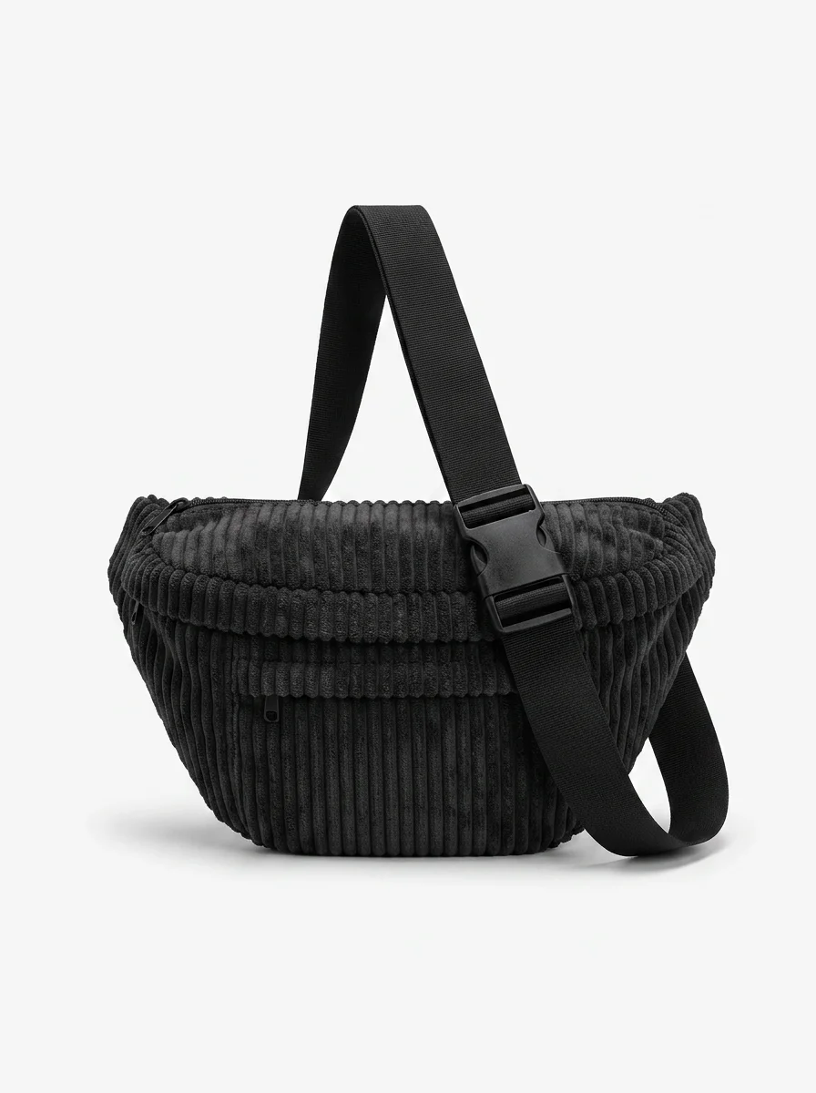 Sac banane velours côtelé oversize décontracté unisexe - Vue 1 - Sac banane velours
