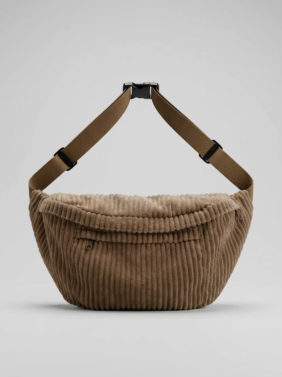 Sac banane velours côtelé oversize décontracté unisexe - Vue 13 - Sac banane velours