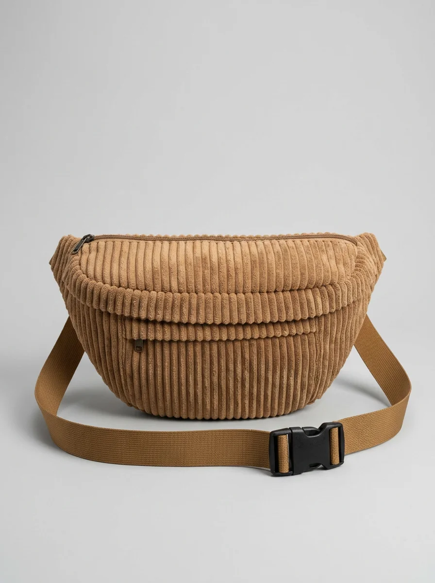 Sac banane velours côtelé oversize décontracté unisexe - Vue 3 - Sac banane velours