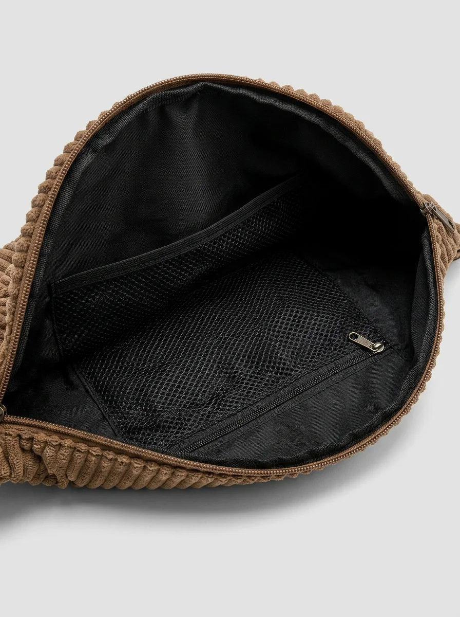 Sac banane velours côtelé oversize décontracté unisexe - Vue 4 - Sac banane velours
