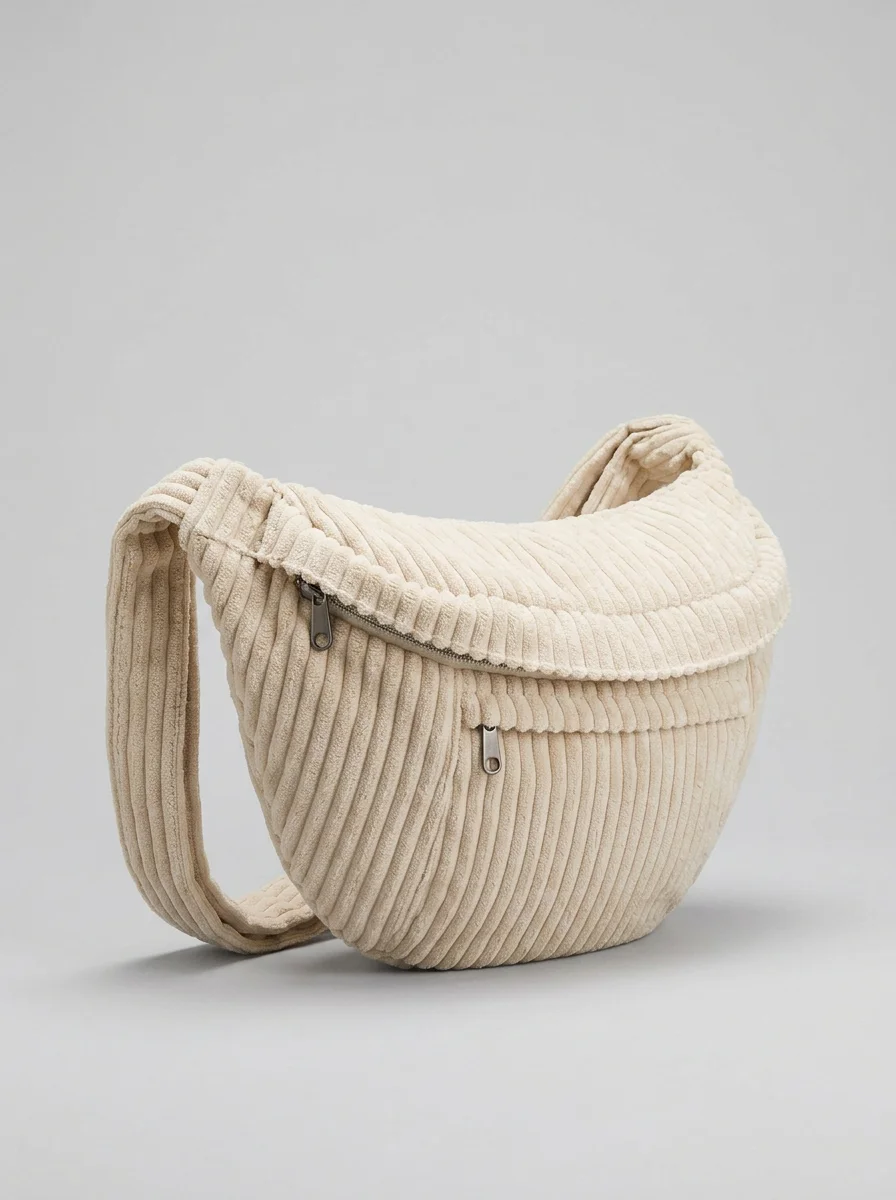 Sac banane velours côtelé oversize décontracté unisexe - Vue 7 - Sac banane velours