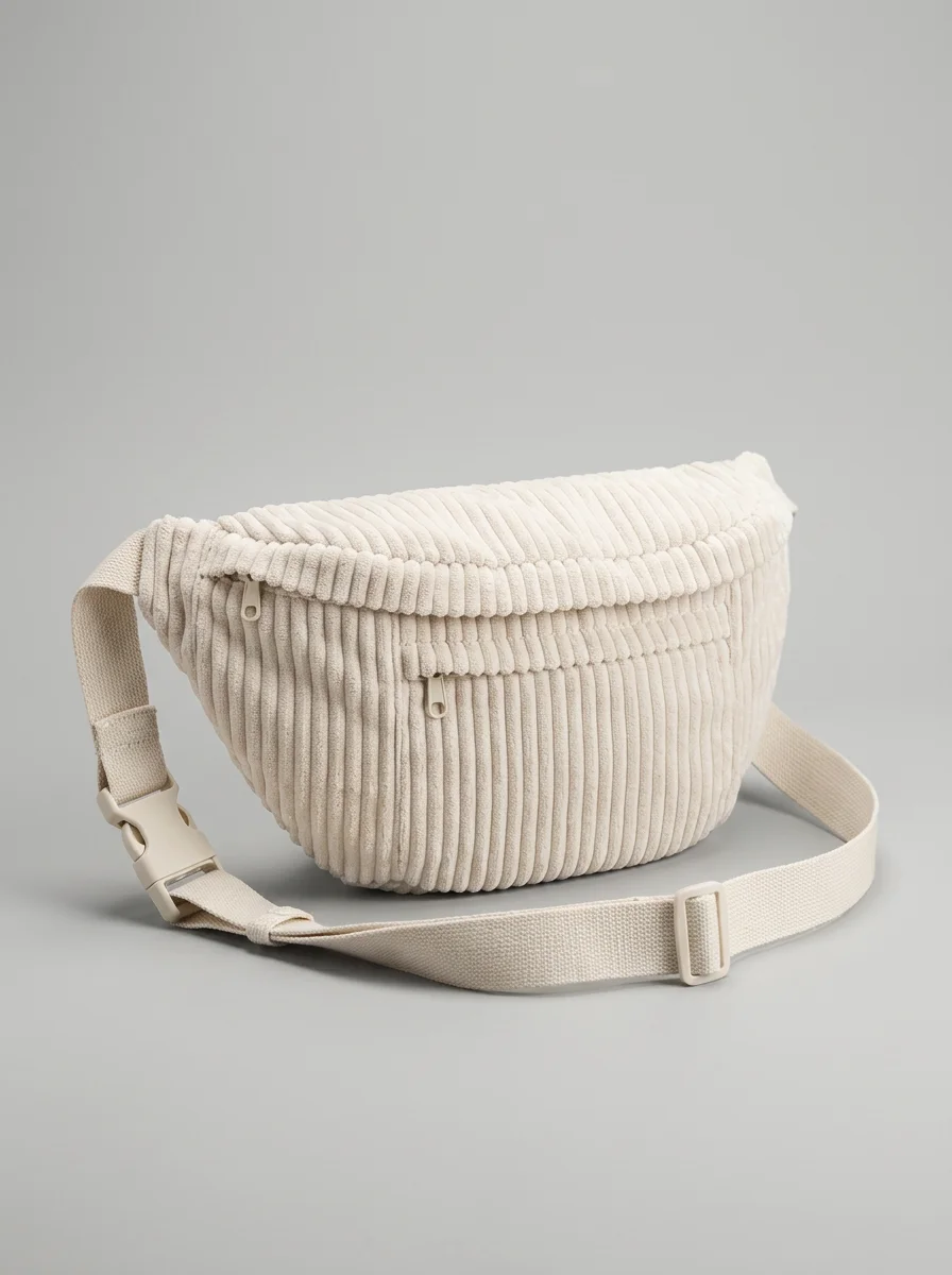 Sac banane velours côtelé oversize décontracté unisexe - Vue 8 - Sac banane velours