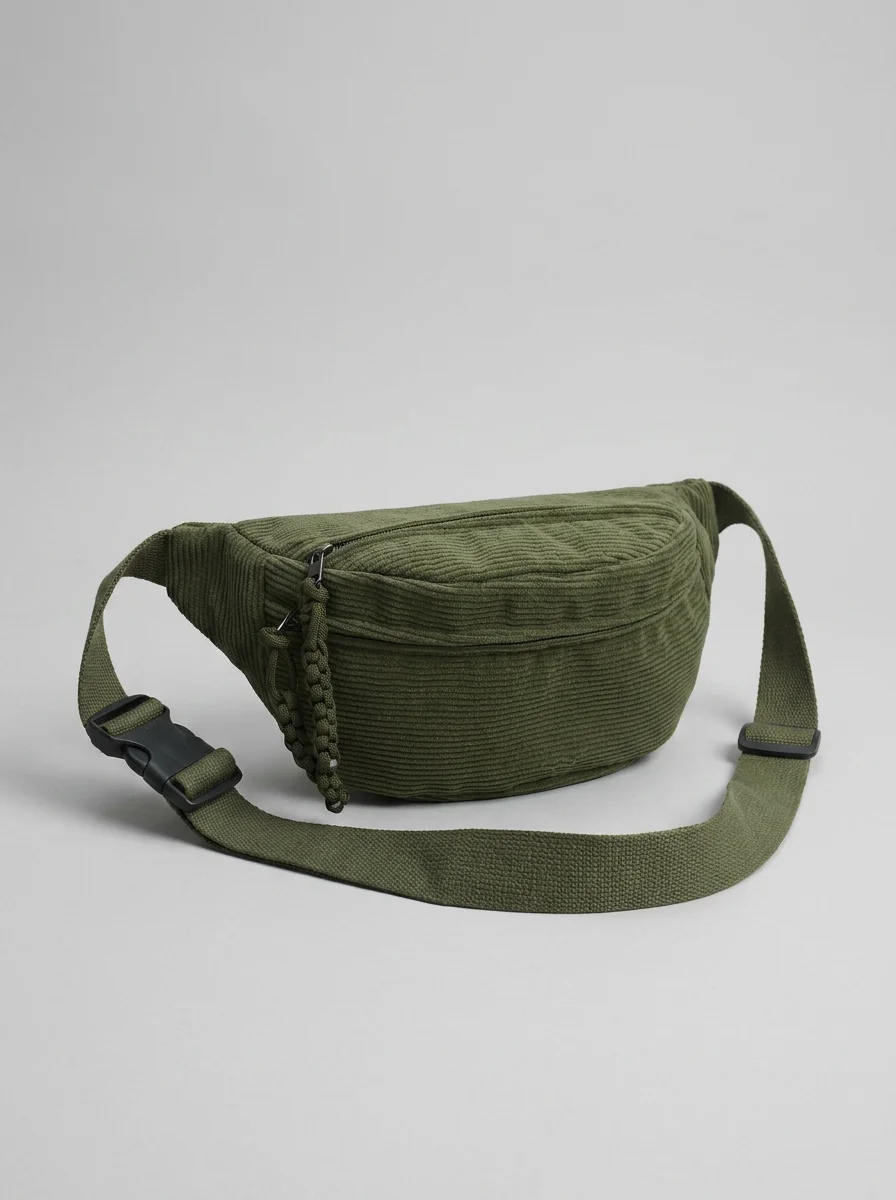 Sac banane velours côtelé spacieux mode bandoulière femme - Vue 10 - Sac banane velours