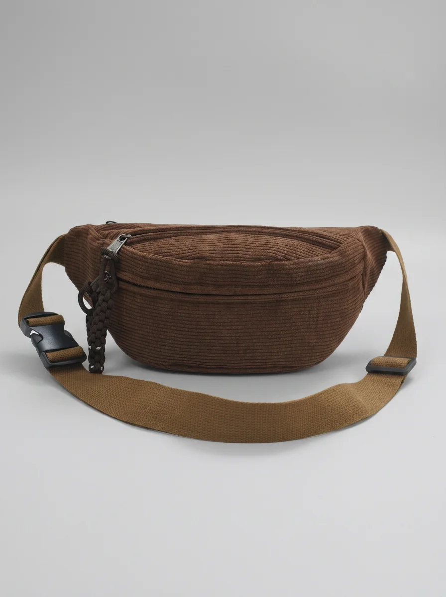 Sac banane velours côtelé spacieux mode bandoulière femme - Vue 13 - Sac banane velours