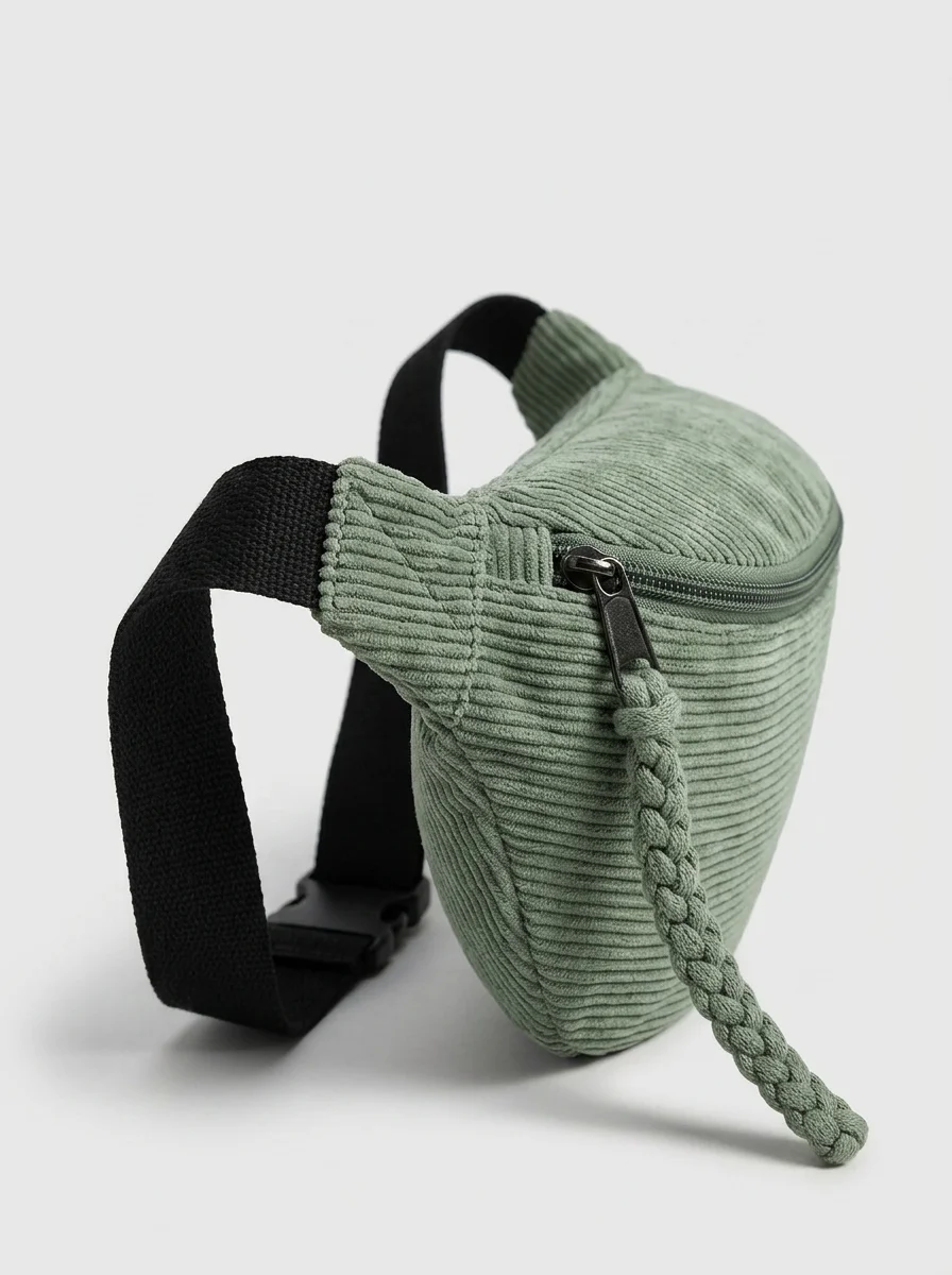 Sac banane velours côtelé spacieux mode bandoulière femme - Vue 2 - Sac banane velours
