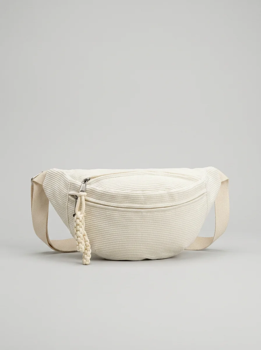 Sac banane velours côtelé spacieux mode bandoulière femme - Vue 7 - Sac banane velours