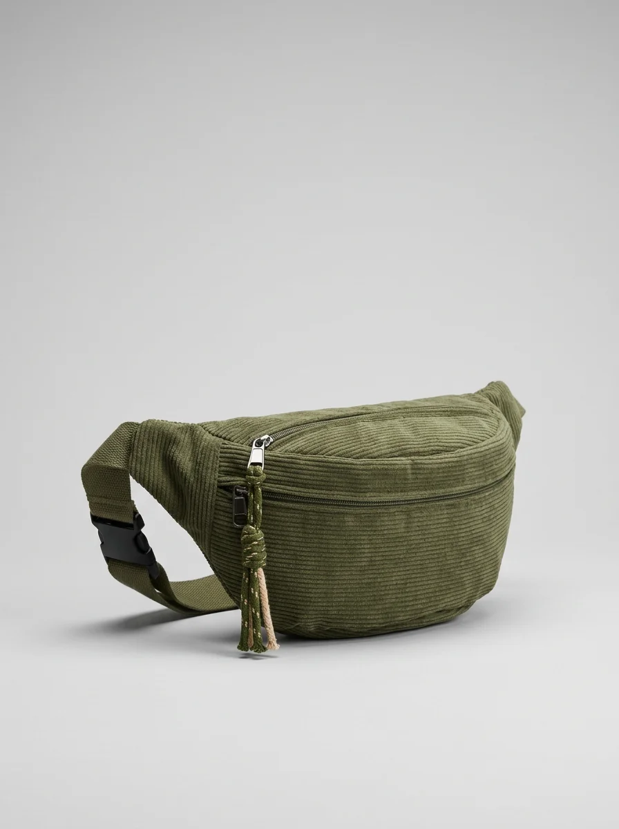 Sac banane velours côtelé spacieux mode bandoulière femme - Vue 8 - Sac banane velours