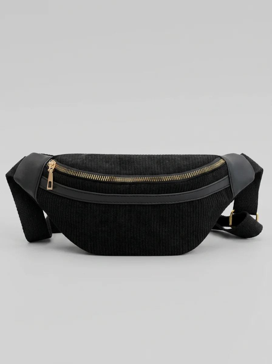 Sac banane velours côtelé toile légère bandoulière ajustable femme - Vue 10 - Sac banane velours