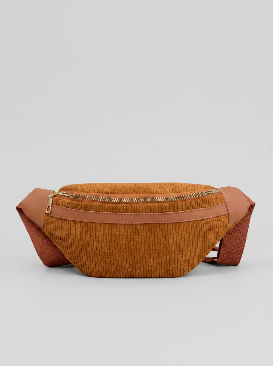 Sac banane velours côtelé toile légère bandoulière ajustable femme - Vue 11 - Sac banane velours