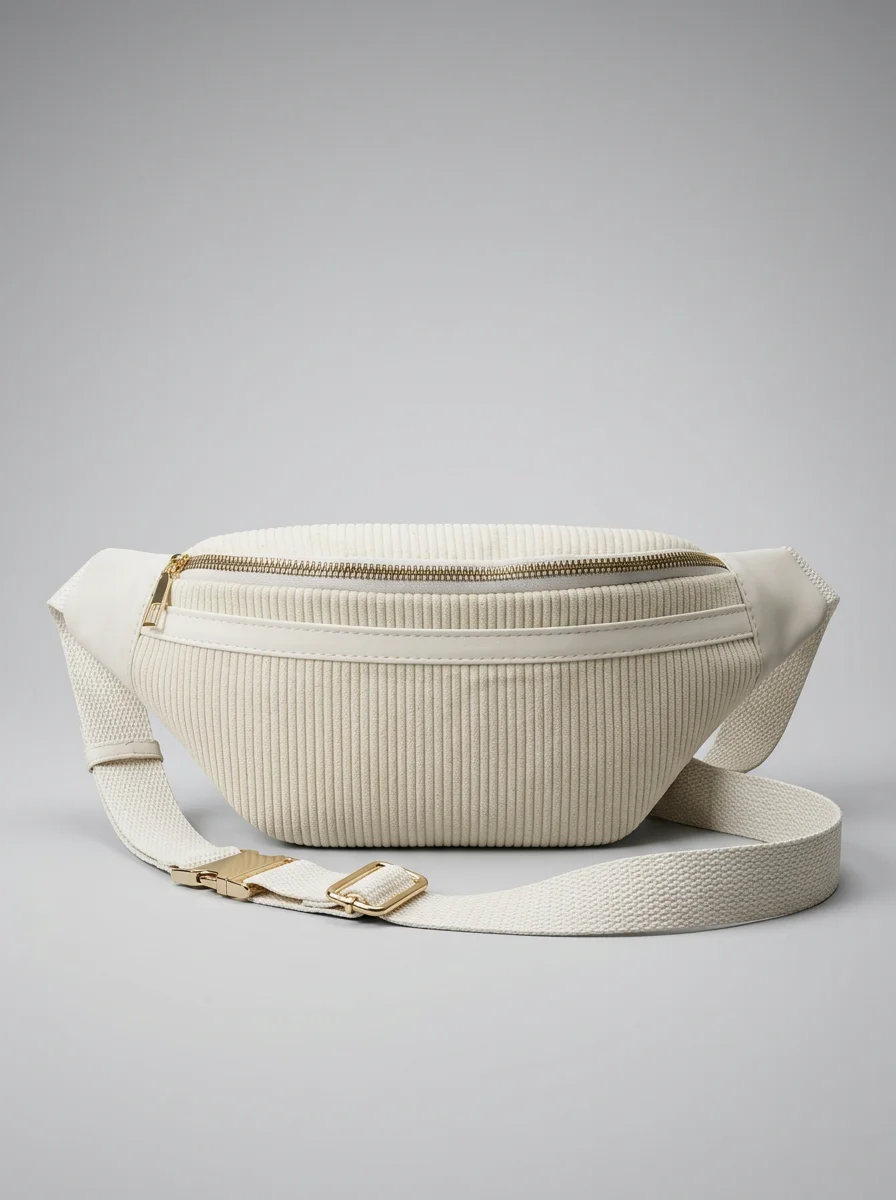 Sac banane velours côtelé toile légère bandoulière ajustable femme - Vue 12 - Sac banane velours