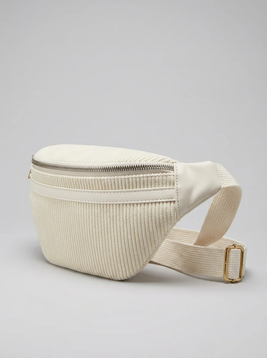 Sac banane velours côtelé toile légère bandoulière ajustable femme - Vue 2 - Sac banane velours