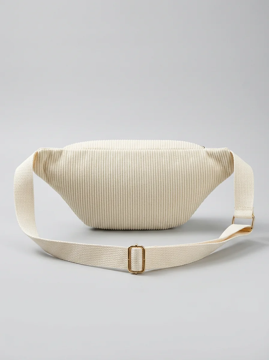 Sac banane velours côtelé toile légère bandoulière ajustable femme - Vue 3 - Sac banane velours