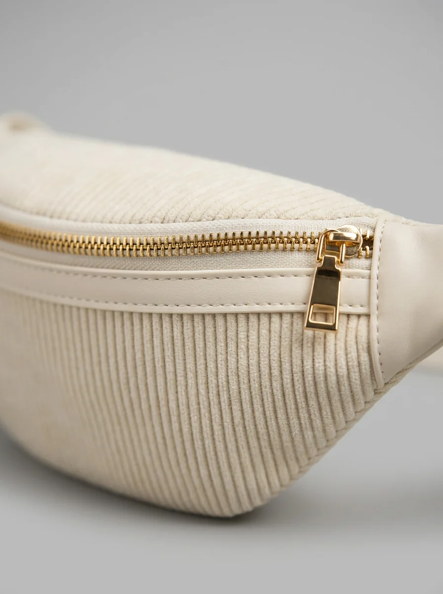 Sac banane velours côtelé toile légère bandoulière ajustable femme - Vue 4 - Sac banane velours