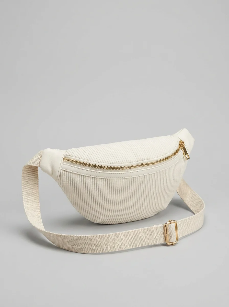 Sac banane velours côtelé toile légère bandoulière ajustable femme - Vue 6 - Sac banane velours