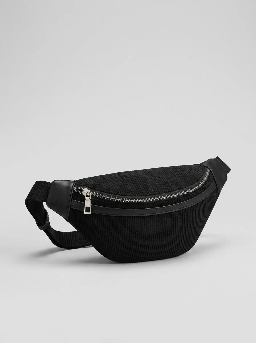 Sac banane velours côtelé toile légère bandoulière ajustable femme - Vue 8 - Sac banane velours