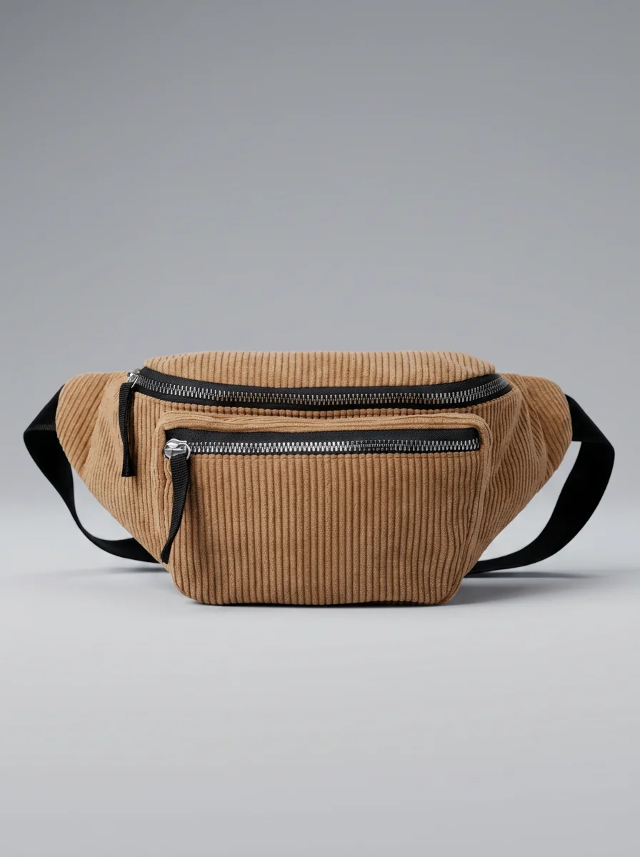 Sac banane velours côtelé urbain multi-poches voyage femme - Vue 9 - Sac banane velours