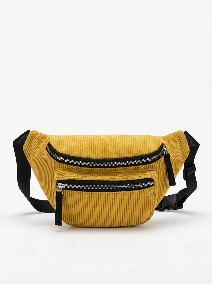 Sac banane velours vintage compact quotidien femme - Vue 1 - Sac banane velours