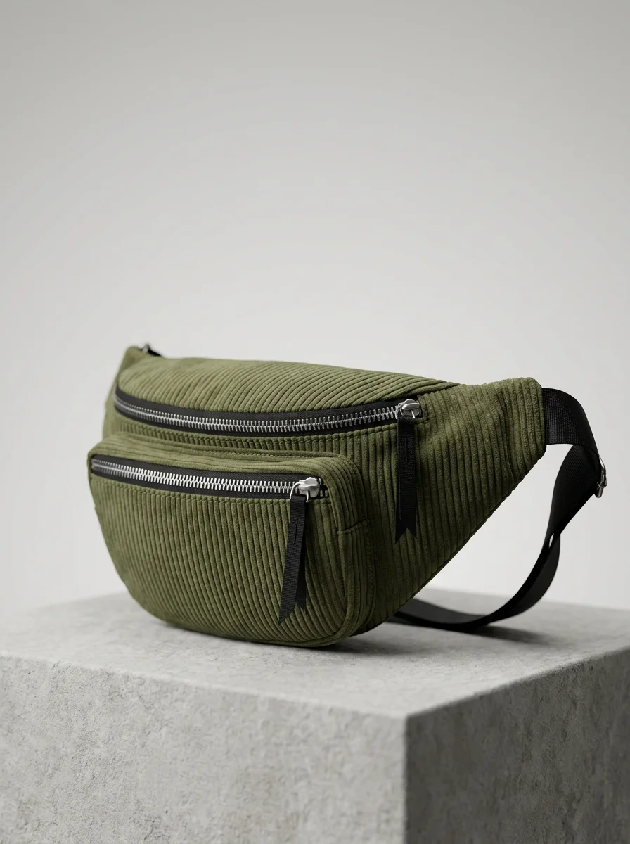 Sac banane velours vintage compact quotidien femme - Vue 2 - Sac banane velours