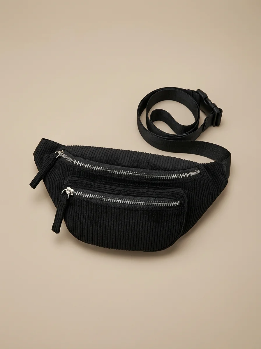 Sac banane velours vintage compact quotidien femme - Vue 5 - Sac banane velours